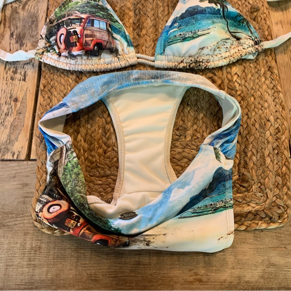 Hobie Bikini Swim Suit Bathing Woody Surf Beach Sand Ocean Palm Tree 2 Piece - Picture 16 of 16